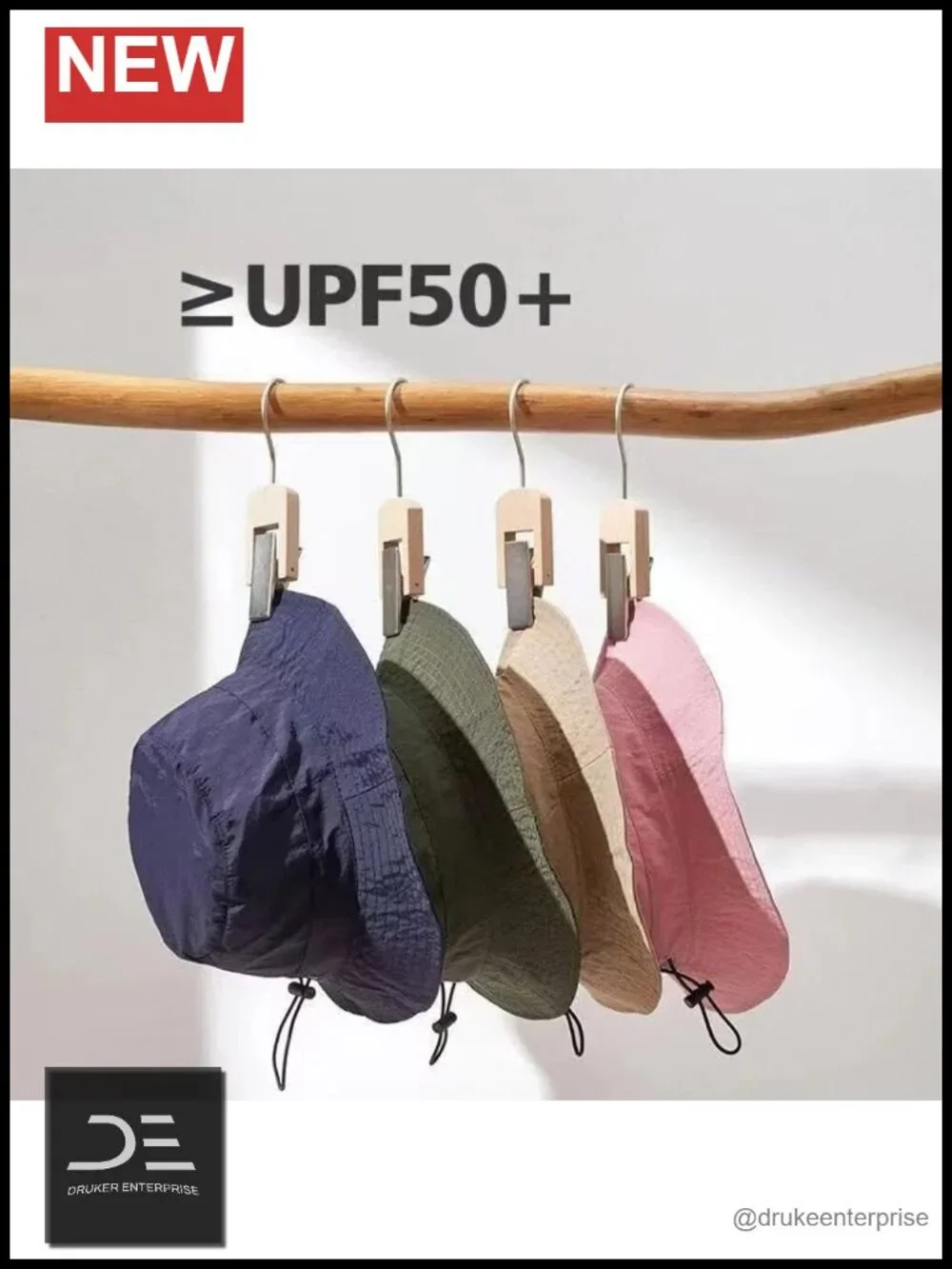 Foldable Water-Repellent Wide Brim Sun Hat with Chin Strap UPF 50+